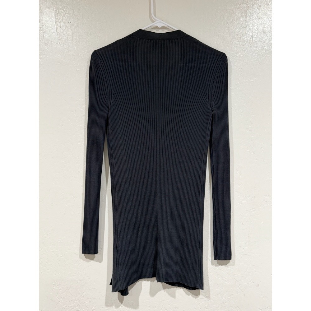 Eileen Fisher Petite Ribbed Cardigan Sweater Gray Open Front PP/PTP - Picture 3 of 7